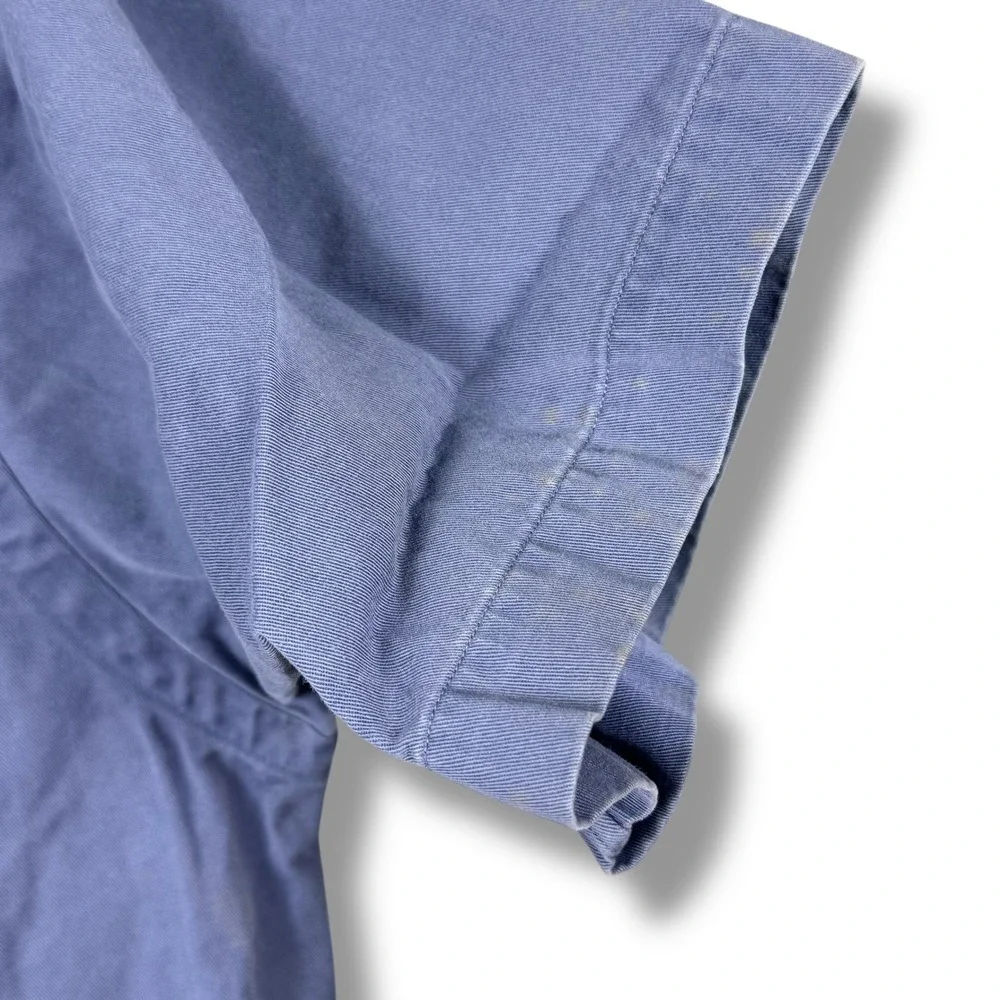 Ralph Lauren Button Down Shirt Mens L Blue Blake Cotton Short Sleeve Pony Logo‎